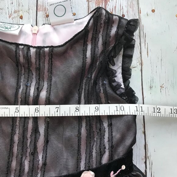 Laura Ashley Toddler Black Pink Rose Detail Party Dress  Size 4T - Picture 11 of 12